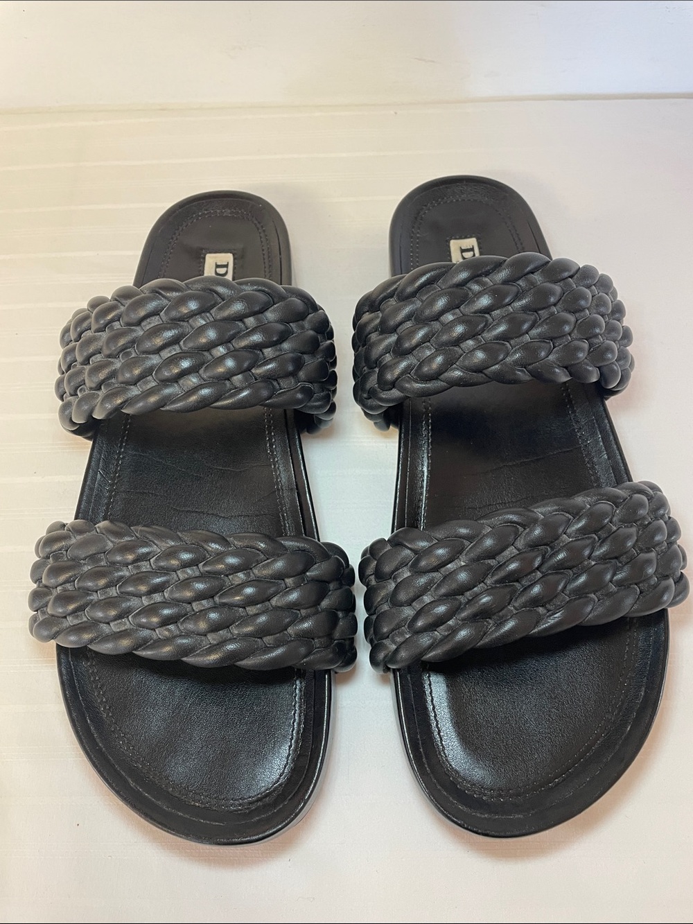 Dune London Laylow platform 2 strap sliders women’s leather sandals size 9.5